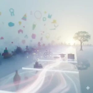 Uma representação visual de uma linha do tempo sendo limpa, indo da infância à vida adulta, simbolizando a ordem cronológica da terapia.